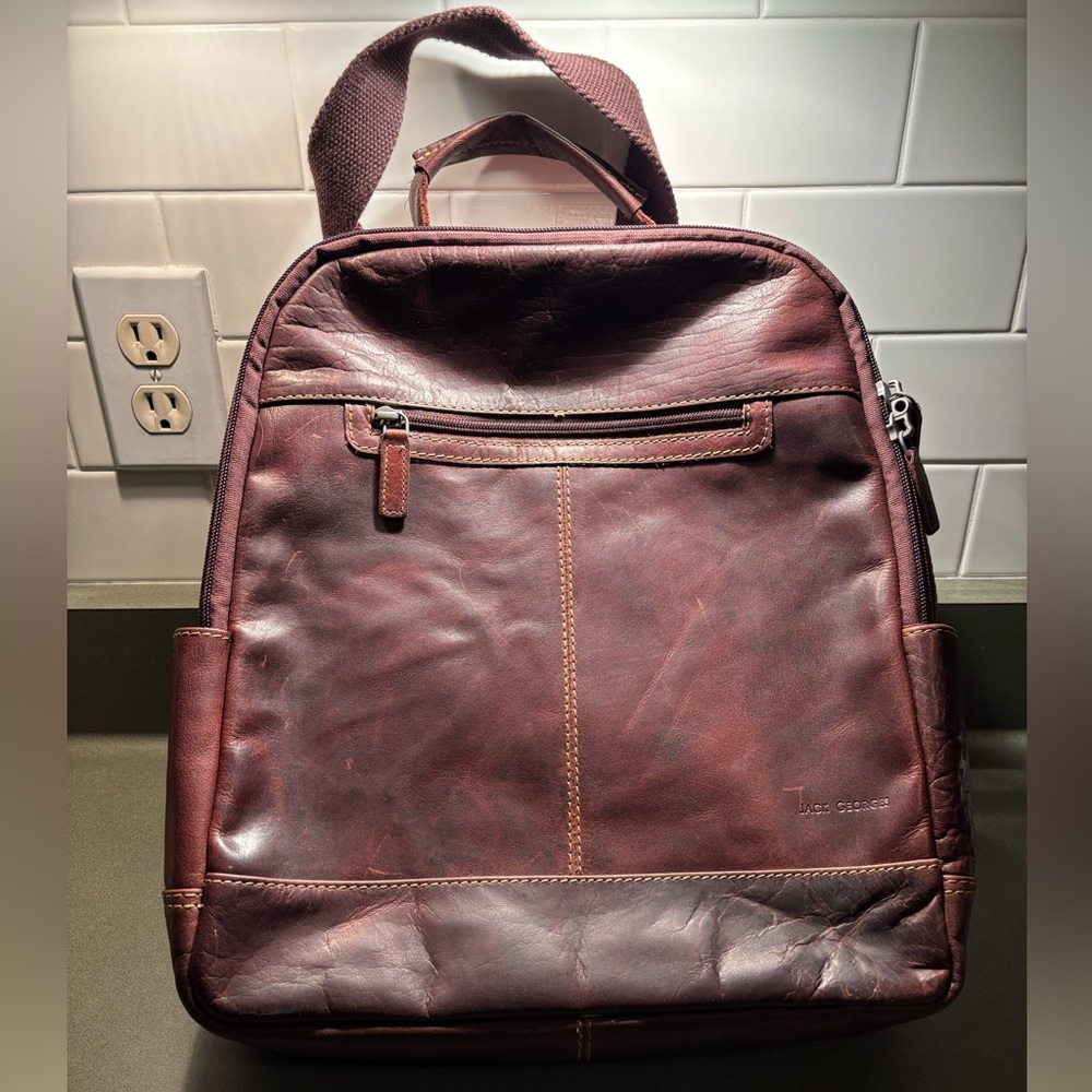 Jack Georges Voyager Convertible Brown Leather Backpack